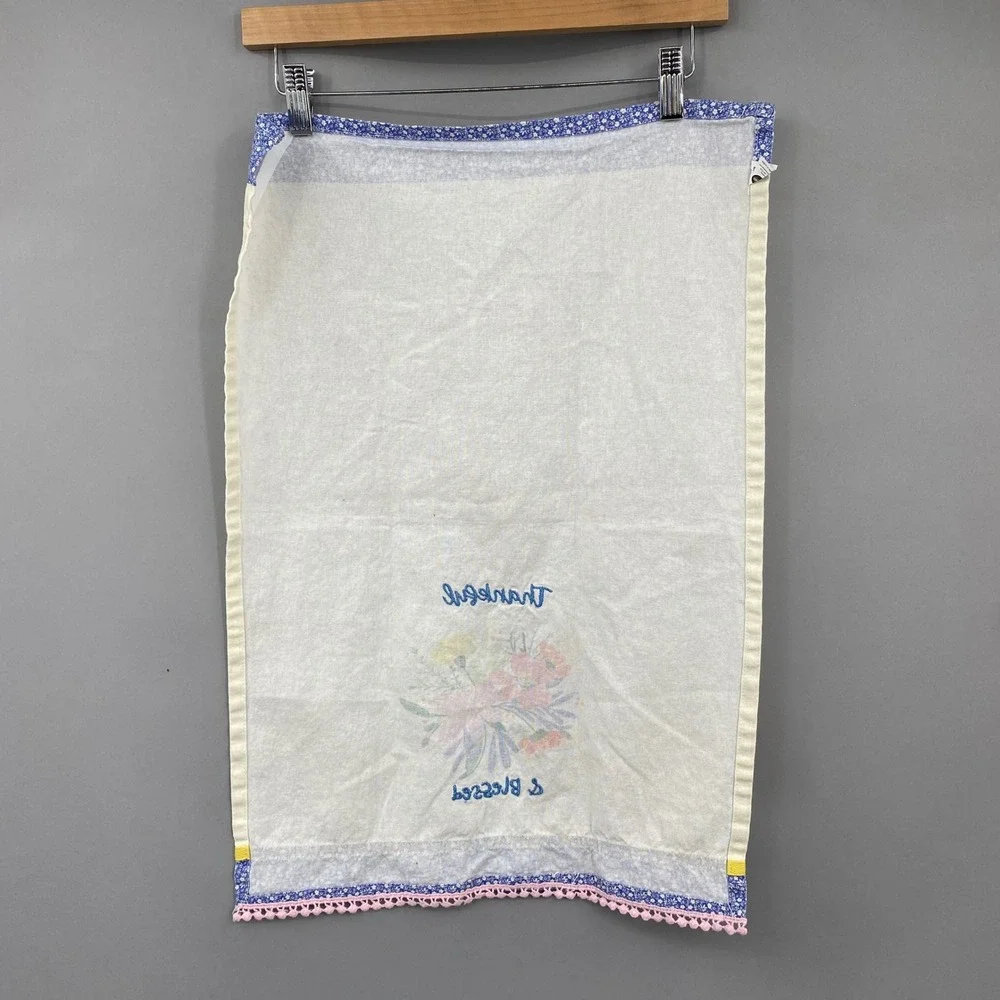 Divinity Boutique Thankful & Blessed Floral Embroidered‎ Cotton Tea Towel Pink